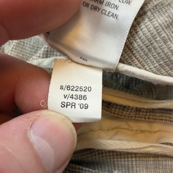 Banana Republic Mens Linen Cotton Glen Plaid Drawstring Pants Beige 32/34 FLAW - Picture 8 of 11